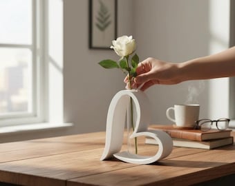 Hartvormige vaas met glazen buis – Romantisch cadeau