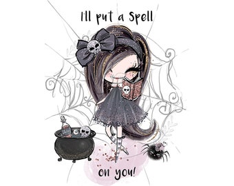 Digital Download - Sublimation Design - I'll Put a spell on you! Halloween Witch - Halloween Png - Witch Png - T-shirt Design - Png Download