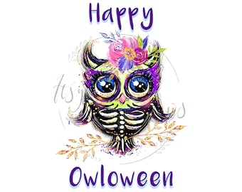 Digital Download - Sublimation Design - Happy Owloween Halloween - Halloween Png - Halloween Owl Png - T-Shirt Design - Png Download