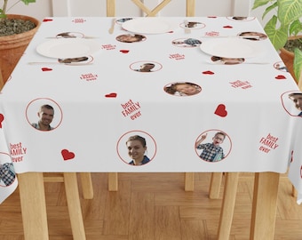 Gepersonaliseerde fototafelkleed Aangepast familiecadeau Moeder Dinerdecor Verjaardagsfeestje Charmante aandenkenstijl