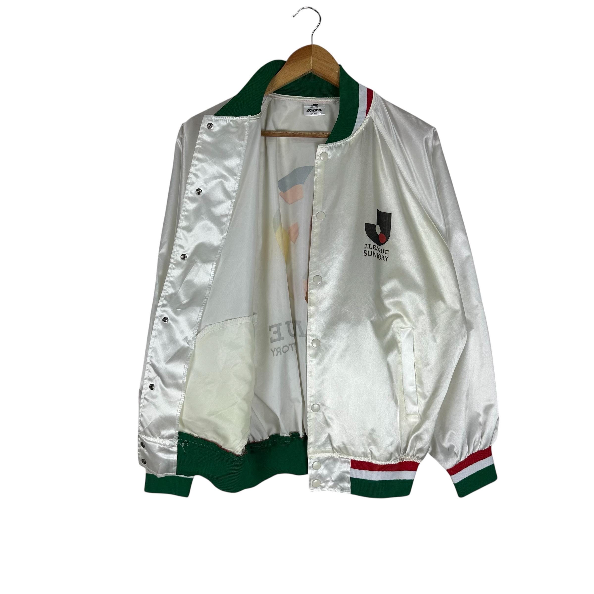 Vintage 90s J.league Mizuno Football Satin Bomber Jacket : White