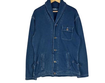 Vintage 90s Polo Ralph Lauren USN Shawl Collar Jacket : Navy Colour - Size (L)