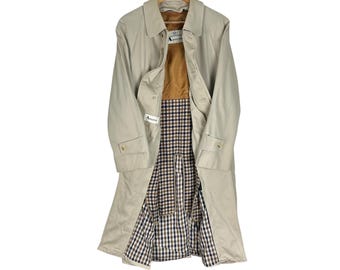 Vintage Aquascutum London Mens Aqua 5 Tan Beige Trench Rain Coat
