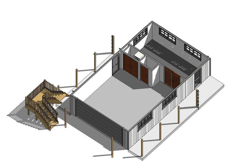1 Bedroom ADU Floor Plan, 2 Car Garage Apartment Design (PDF Download ...