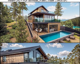 Casa de 4435 pies cuadrados (70’x34’). Planos de diseño conceptual. 4 dormitorios, 3 baños, 2 salas de estar, garaje doble. Descarga instantánea en PDF.