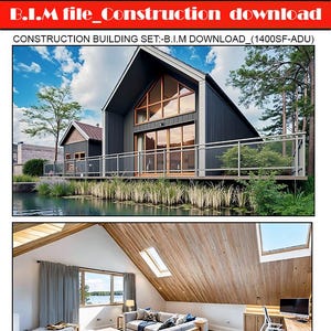 Modern Architectural designed Split level open plan studio | Mezz level | 1 Bedroom |1 Bathroom | 1400 SF | B.I.M CAD file_ Instant download