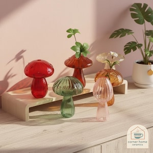 Transparent Jelly Mushroom Glass Vase Aromatherapy Bottle Small Hydroponic Flower Pot Table Decor Home