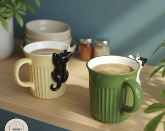 Cat Ceramic Mug Coffee Cup Gift for Animal Lovers Home Office Cafe Decor