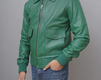 Inspired American Green Leather Bomber Forces G1 Vintage  Flight Jacket , Military Style (Men’s S-XL, Genuine Leather, Tailored Fit)