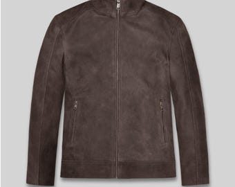 Chaqueta de piel de oveja Napa marrón para hombre – Corte minimalista táctico ajustado