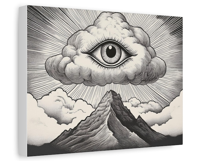 All-Seeing Eye Cloud illustration Canvas | Matte Stretched Wall Art