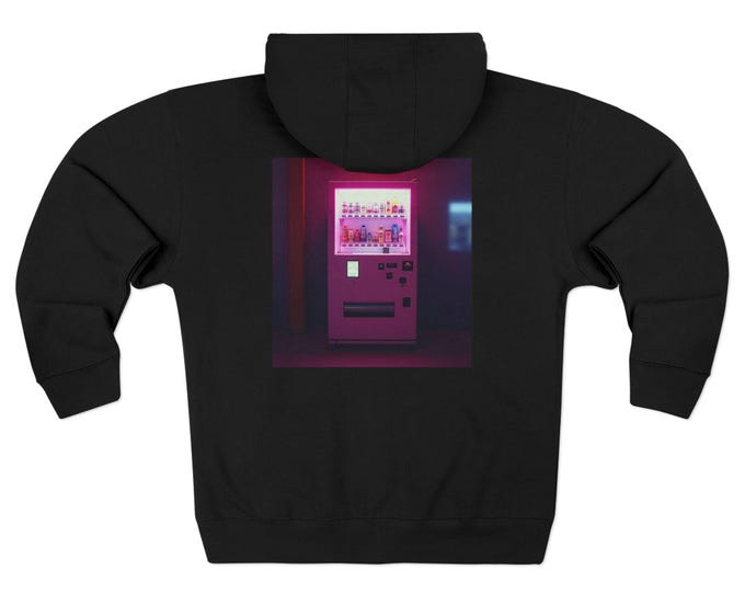 Neon Arcade Vending Machine  | Black Uni-sex Zip Hoodie