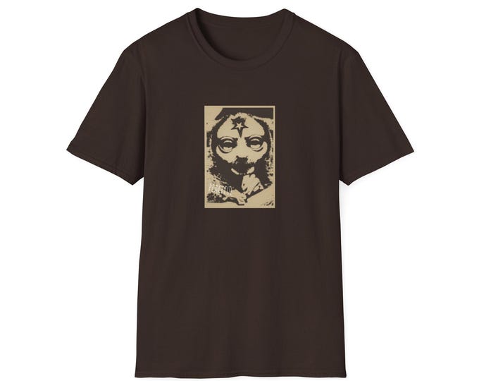 Peaceful Monkey Halftone Print | Brown Uni-sex T-shirt