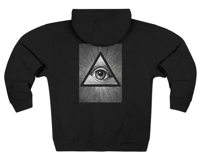 All-Seeing Eye Illustration  | Black Uni-sex  Zip Hoodie