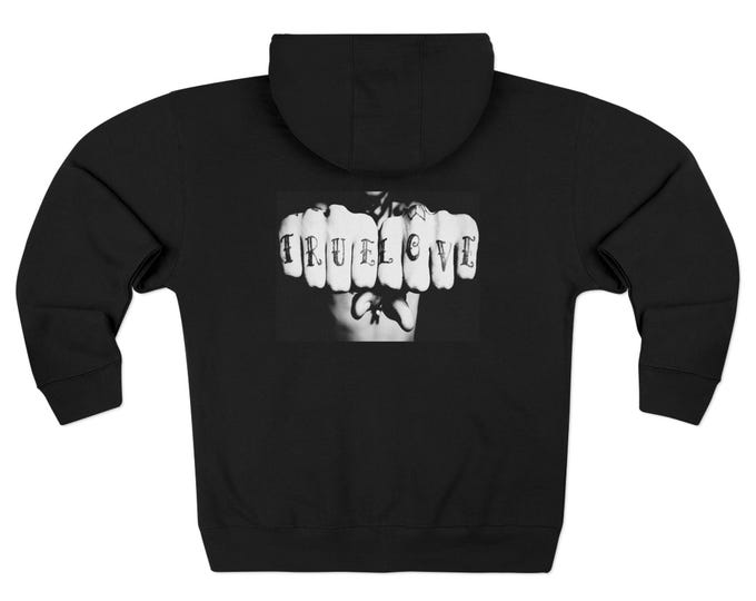 True Love Knuckle Tattoos | Black Uni-sex  Zip Hoodie