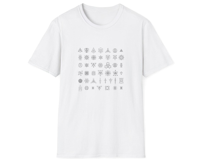 Sacred Geometry Small Symbols | White Uni-sex T-shirt