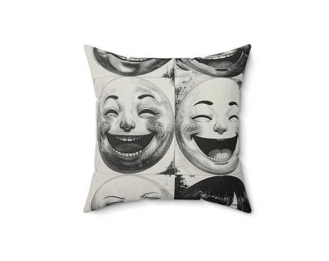 Vintage Japanese Smile Faces | Decorative Pillow