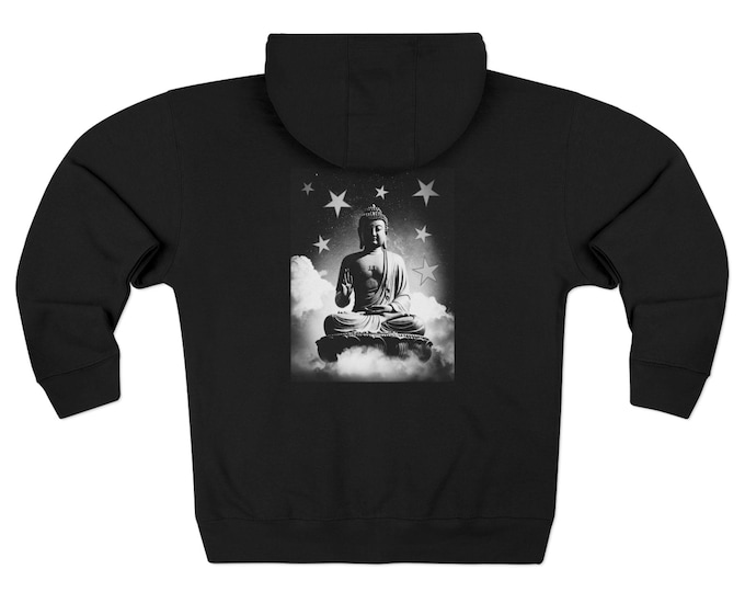 Buddha Meditation Graphic  | Black Uni-sex  Zip Hoodie
