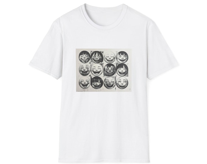 Japanese Emoticons Realism Cartoon Happy Canvas Print | White Uni-sex T-shirt