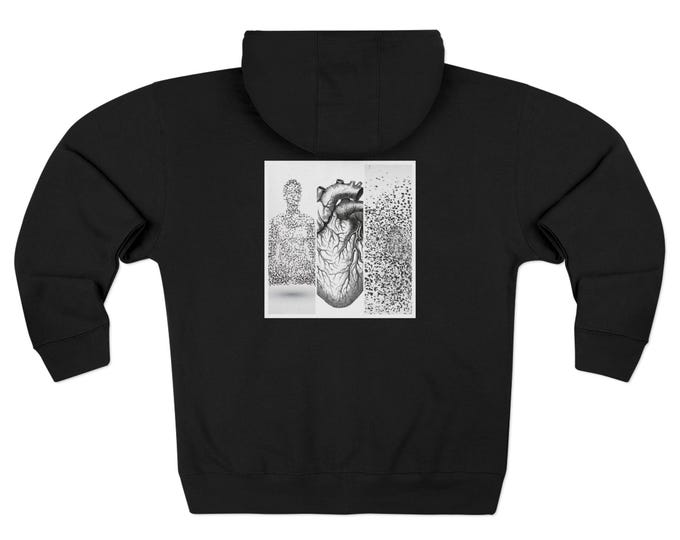 Anatomical Transformation Heart Illustration  | Black Uni-sex  Zip Hoodie