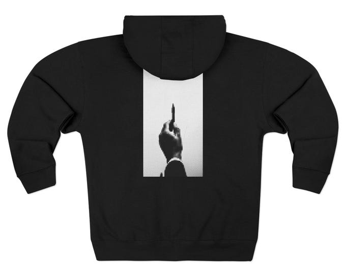 Drawing Hand Silhouette  | Black Uni-sex  Zip Hoodie