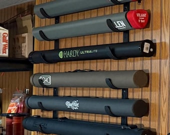 Soportes de pared para tubos de cañas de pescar con mosca - Soporte de exhibición para tubos triples