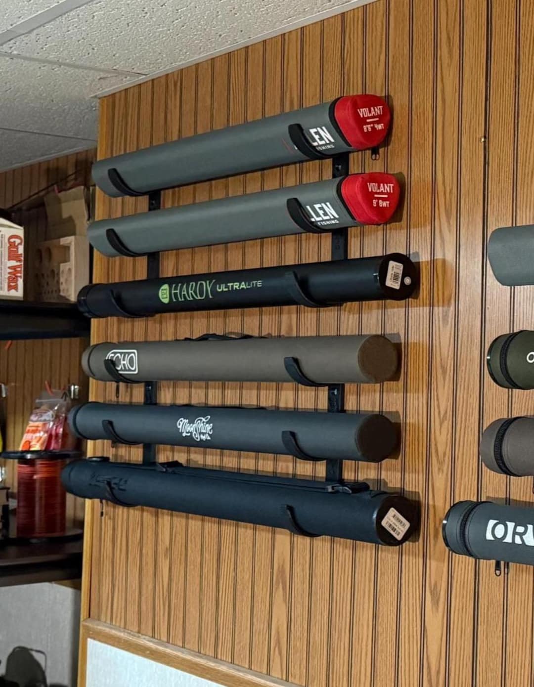 Wall Mount Rode Fly Rod Tube Wall Mounts - Triple Tubes Display Mount - Etsy