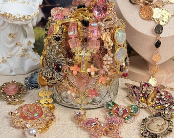 Fantasy Realms Mystery Jewelry Jar | Mystery Brooch Lot | Vintage Inspired Rhinestone Jewelry Selection | Gift for Women