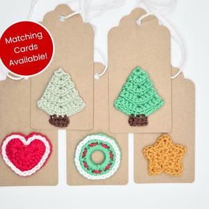 Kraft Brown Handmade Crochet Christmas Gift Tags | Tree, Star, Wreath, Heart Appliques