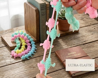 Regenbogen stachelige Raupe Fidget Spielzeug, Stress Relief Sensory Squeeze Stretch Spielzeug