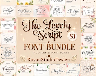 26 Script Font Bundle SVG | Handwritten Calligraphy Fonts (Commercial Use)