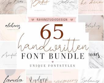 65 Handwritten Script Fonts Bundle | Cricut, Branding, Commercial Use (Digital Download)