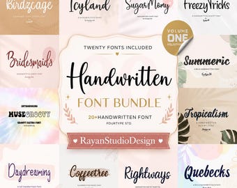 20 Handwritten Fonts Bundle, Script, Modern, Cricut, Signature (Commercial Use)
