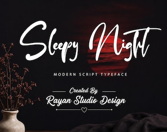 Sleepy Night Modern Script Font | Handwritten Typeface for Branding, Cricut (Digital Download)
