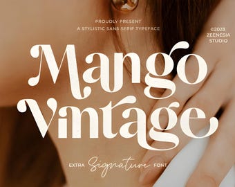 Mango Vintage Serif Font | Elegant Retro Display Typeface (Digital Download)