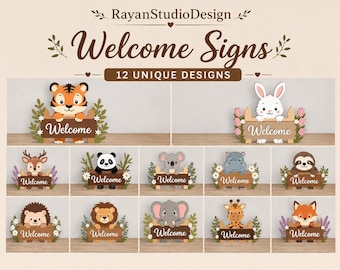 Animal Welcome Sign SVG Bundle | Nursery Door Decor (Digital Download)