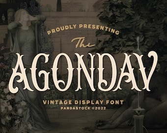 Agondav Vintage Display Font | Gothic Medieval Serif Typeface (Digital Download)