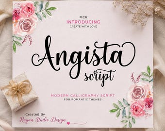 Angista Script Font | Modern Calligraphy, Wedding, Branding (Commercial Use)