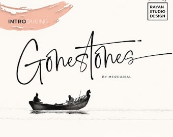 Gonestones Script Font | Handwritten Signature Typeface (Digital Download)