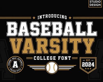 Baseball Varsity Font | College Sports Athletic Typeface (Digital Download)