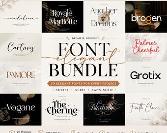 20 Elegant Font Bundle | Luxury Script, Serif, Sans Serif (Commercial Use)