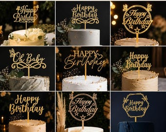Birthday Cake Topper Bundle | 11 Happy Birthday Designs (Digital Download)