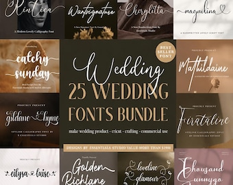 25 Wedding Fonts Bundle | Elegant Calligraphy, Script, Signature (Commercial Use)