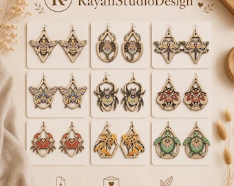 Boho Animal Earrings SVG Bundle | 9 Laser Cut Designs (Digital Download)