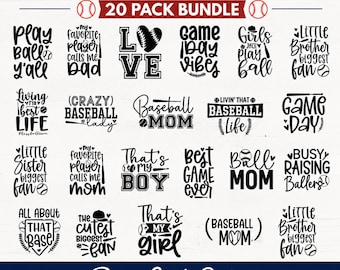 Baseball SVG Bundle | 20 Mom, Dad, Fan Designs (Digital Download)