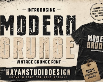 Modern Grunge Font | Vintage Distressed Typeface Digital Download