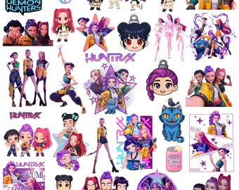 Plus de 355 Kpop Demon Hunter PNG SVG, conception Png de fans de Huntrix, groupes de Saja Boys Girls, conception de chemise de groupe Kpop, dîner de fille Png, téléchargement numérique