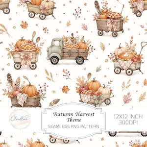 Autumn Harvest Patchwork Seamless Pattern, Cottagecore Fall Quilt Fabric Print, Warm Autumn Digital Paper JPG PNG