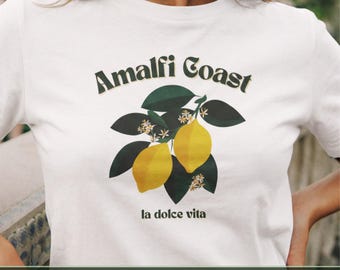 Amalfi Coast Shirt La Dolce Vita, Lemon Botanical Italy Tee, Vintage Italian Vacation Souvenir Gift, Unisex Retro Mediterranean Summer Top
