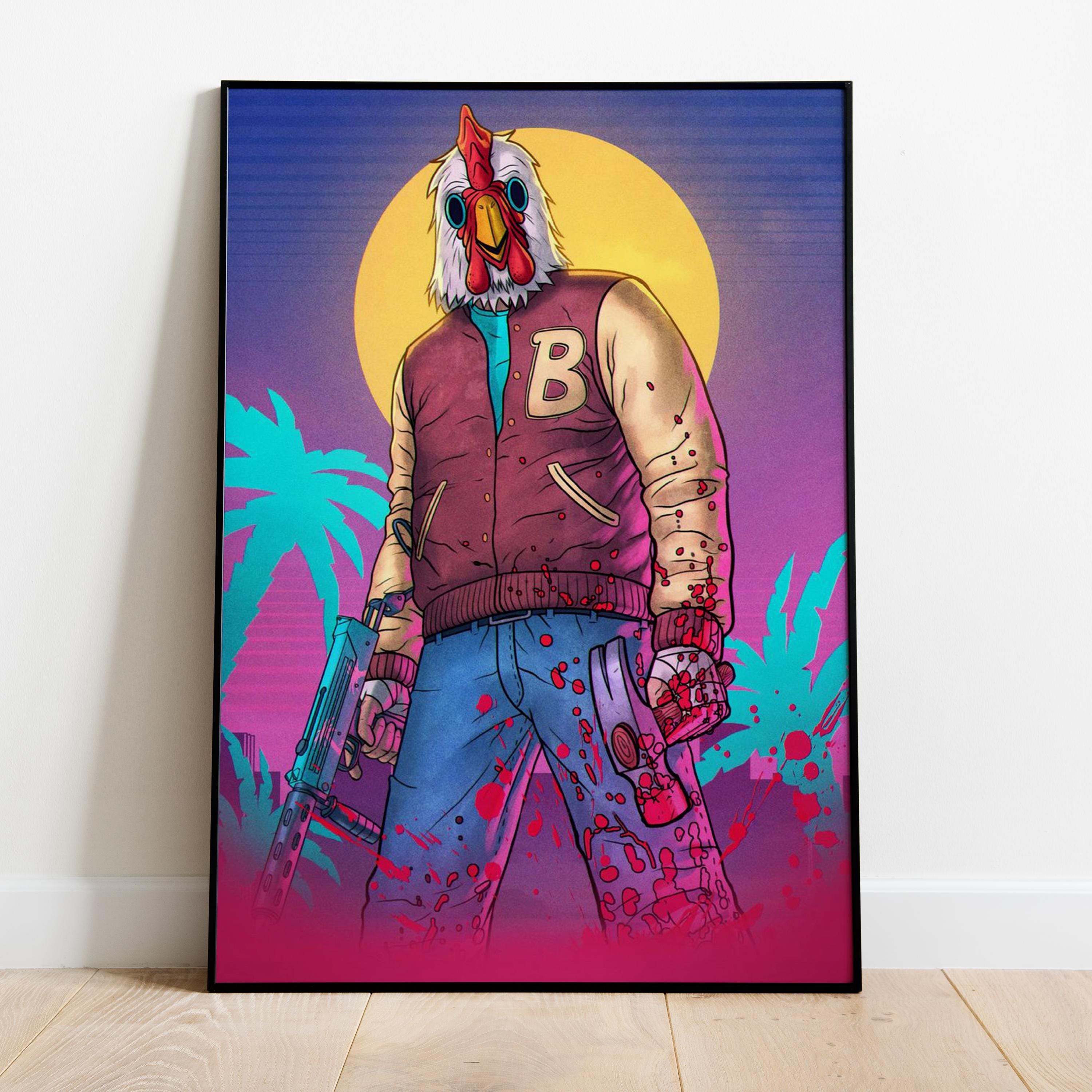 Hotline Miami Poster | Neon Retro Illustration | Game Wall Art ...